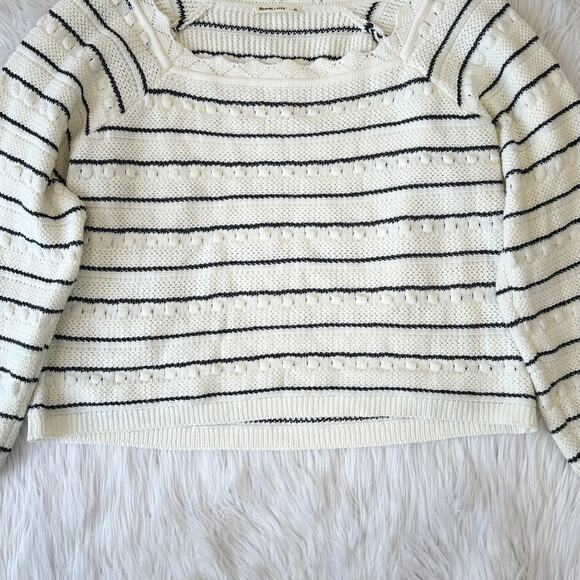 Marine Layer Sara Breton Striped Square Neck Striped Balloon Sleeve Sweater - Picture 7 of 13